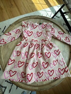 “Mon Coeur” Pink Heart Long Sleeve Dress | Playful Boutique Girls Dress size 6